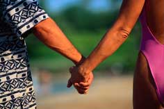 Couple holding hands